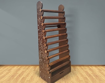 10 Tier Bracelet Display Stand, Dark Wood With Drawer, 43 Inch Tall Jewelry Rack for Vendors & Boutiques, Free Shipping