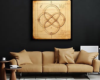 Da Vinci Inspired Ouroboros Double Infinity Symbol Poster | Antique Blueprint Wall Art | Everything Is Possible Decor | Free Shipping