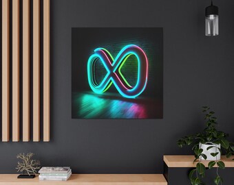 Electric Neon Infinity Dream – Vibrant Neon Infinity Symbol Canvas | Futuristic Glow Wall Art | Abstract  Decor | Free Shipping