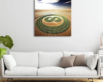Green Infinity Symbol Crop Circle Poster | Nature-Inspired Motivational Wall Art | Everything Is Possible Desert Decor | Free Shipping