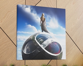 Skyward Infinity – Surreal Infinity Symbol Canvas | Futuristic Cosmic Wall Art | Sci-Fi Dreamscape Print | Visionary Decor | Free Shipping