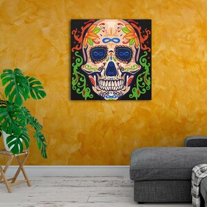 Colorful Infinity Sugar Skull Canvas Wall Art