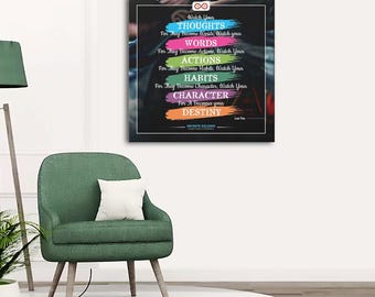 Mental Health Poster Watch Your Thoughts Motivational Square Canvas Poster
