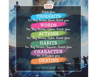 Mental Health Poster Watch Your Thoughts Motivational Square Canvas Poster