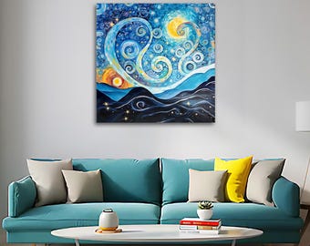 Infinity Starry Night Canvas Art - Abstract Cosmic Art, Van Gogh-Inspired Celestial Canvas for Wall Decor | Free Shipping