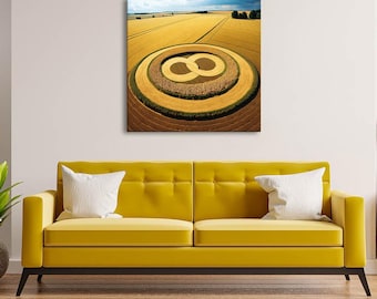 Golden Wheat Infinity Symbol Crop Circle Canvas Poster | Nature-Inspired Motivational Wall Art | Everything Is Possible | Free Shipping