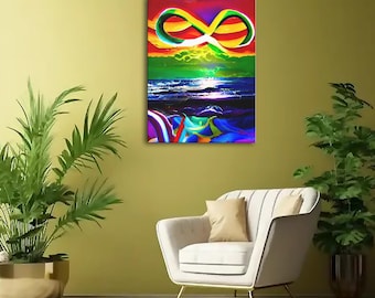 Rainbow infinity Sunset LGBTQ Pride Colorful Sunset Seascape Abstract Trippy