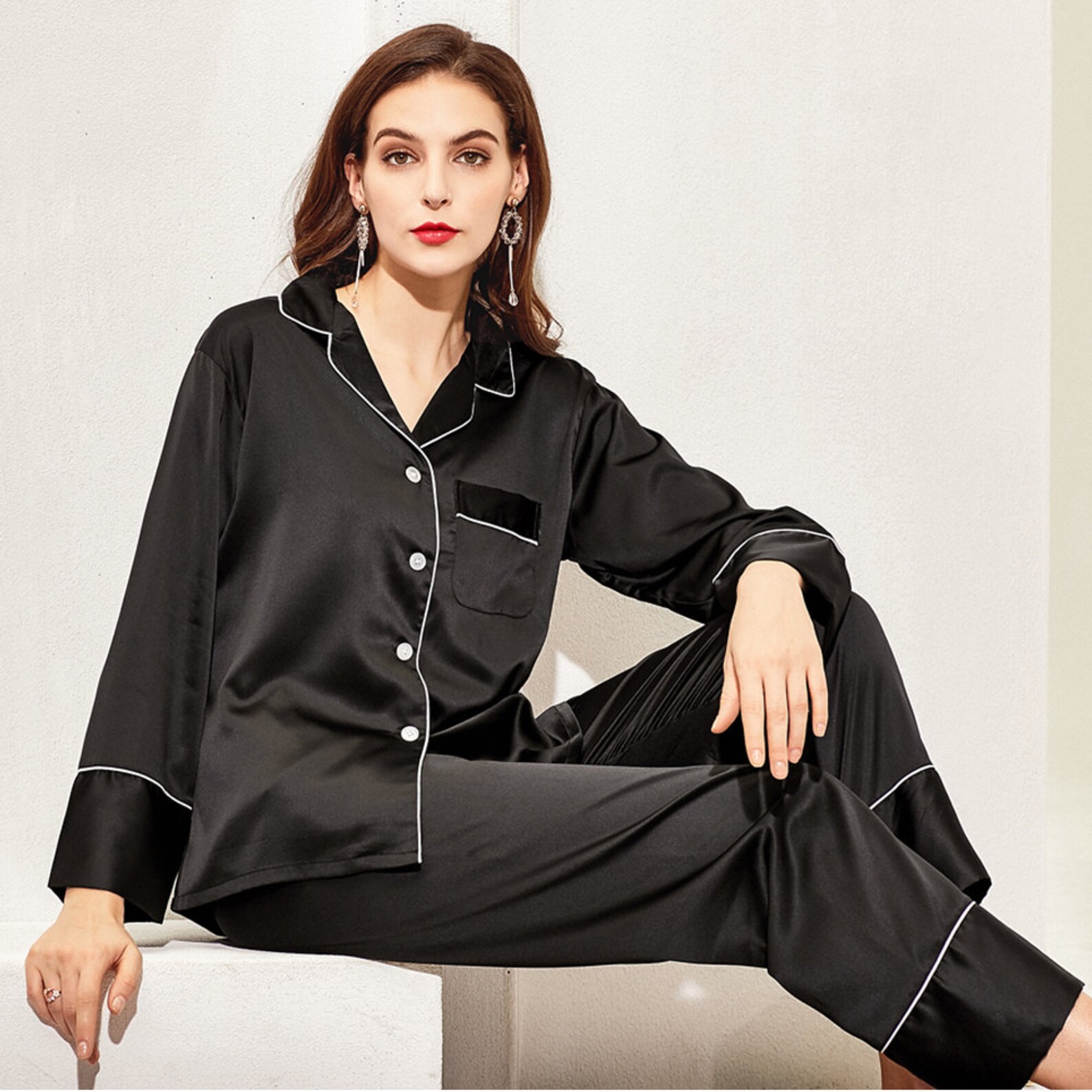 Silky Satin Pyjamas Set Pyjamas Women's Pyjamas Pjs | Etsy