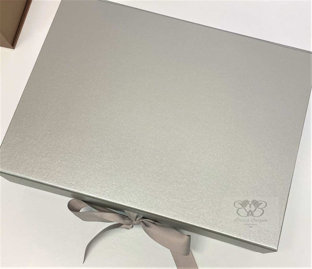 Silver Prom Box Large Silver Gift Box With Ribbon Luxury Silver Gift Box Groomsman ...