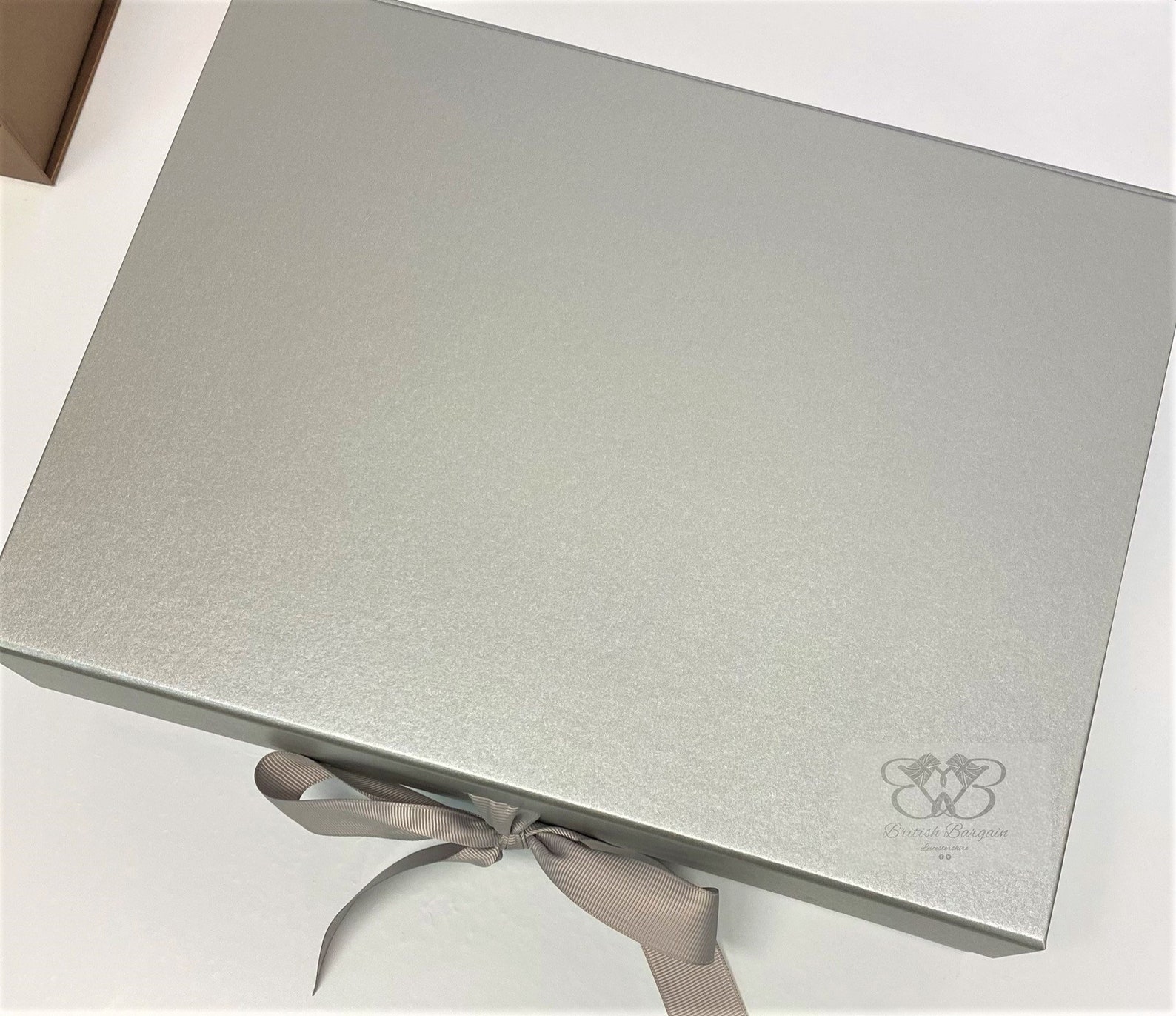 Large Silver Gift Box With Ribbon Luxury Silver Gift Box Etsy