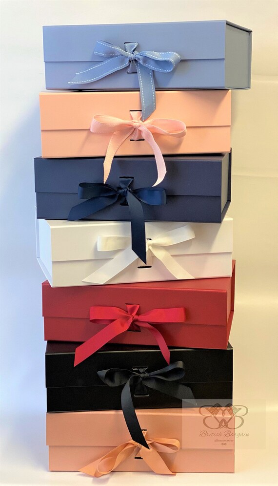 White Large Gift Boxes with changeable ribbon