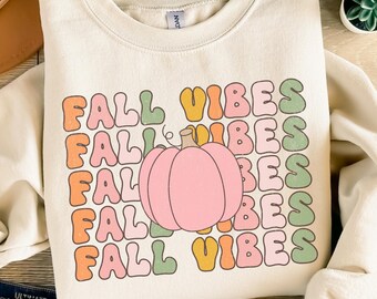 Retro Pumpkin Fall Sweatshirt, Fall Vibes Pumpkin Shirt, Cute Pumpkin Patch Sweater, Womens Fall Crewneck Pullover, Cozy Fall Sweatshirt