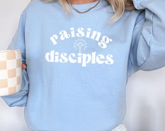 Christian Mom Raising Disciples Sweatshirt, Christian Mama Sweatshirt, Trendy Christian Crewneck, Church Mom Group Shirt, Christian Mom Gift