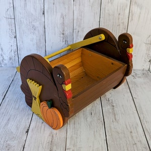 Vintage Wooden Turkey Basket Caddy