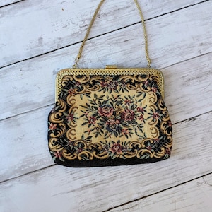 Vintage Floral Tapestry Purse Handbag