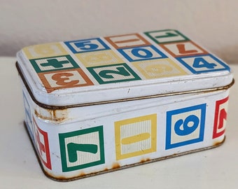 Vintage Cubes Numbers Tin with Lid