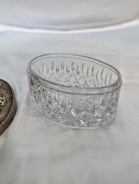 Vintage Crystal Vanity Trinket Box with Silverpla… - image 6
