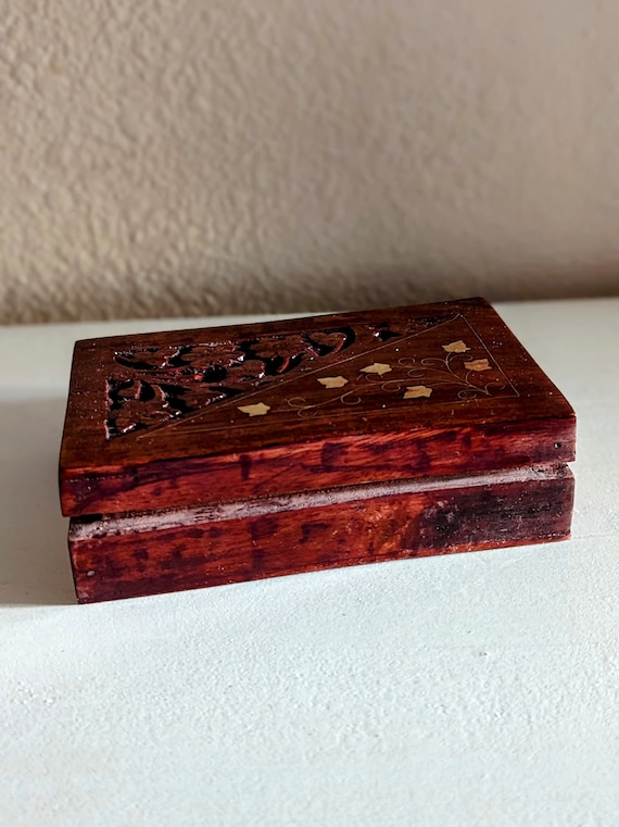 Vintage Wooden Hand Carved Decorative Box