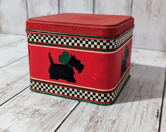 Vintage Red Scotty Dog Tin Box