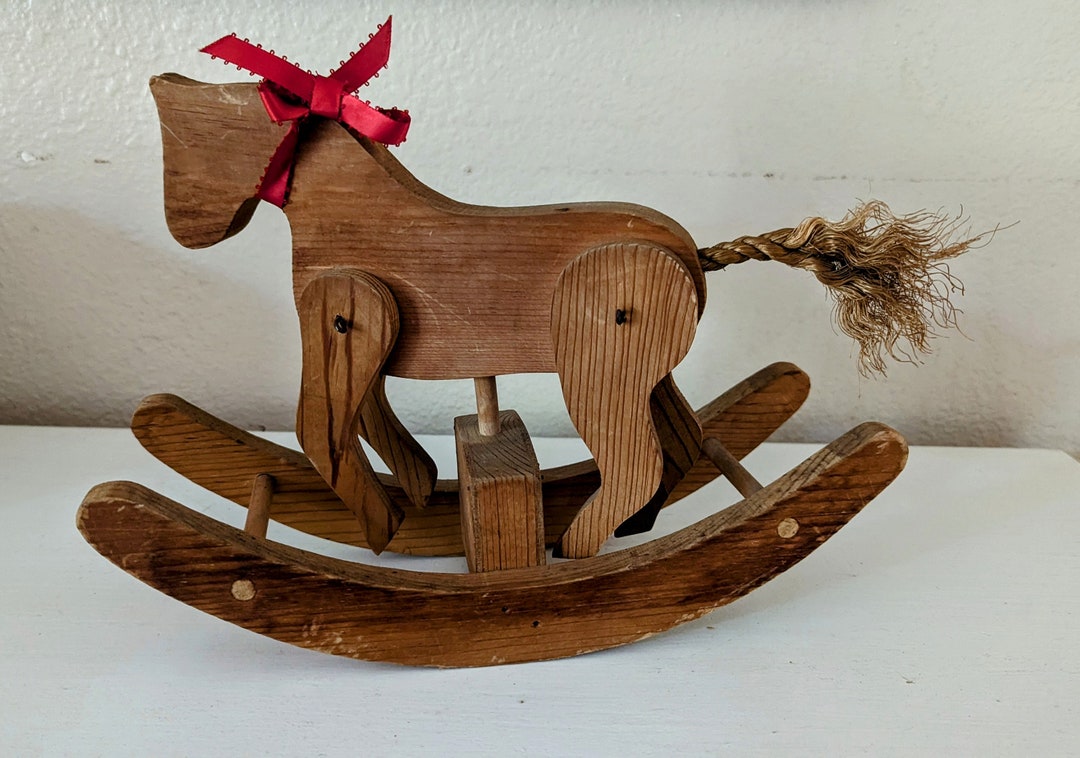 Vintage Small Wooden Rocking Horse Toy With Moveable Legs Etsy