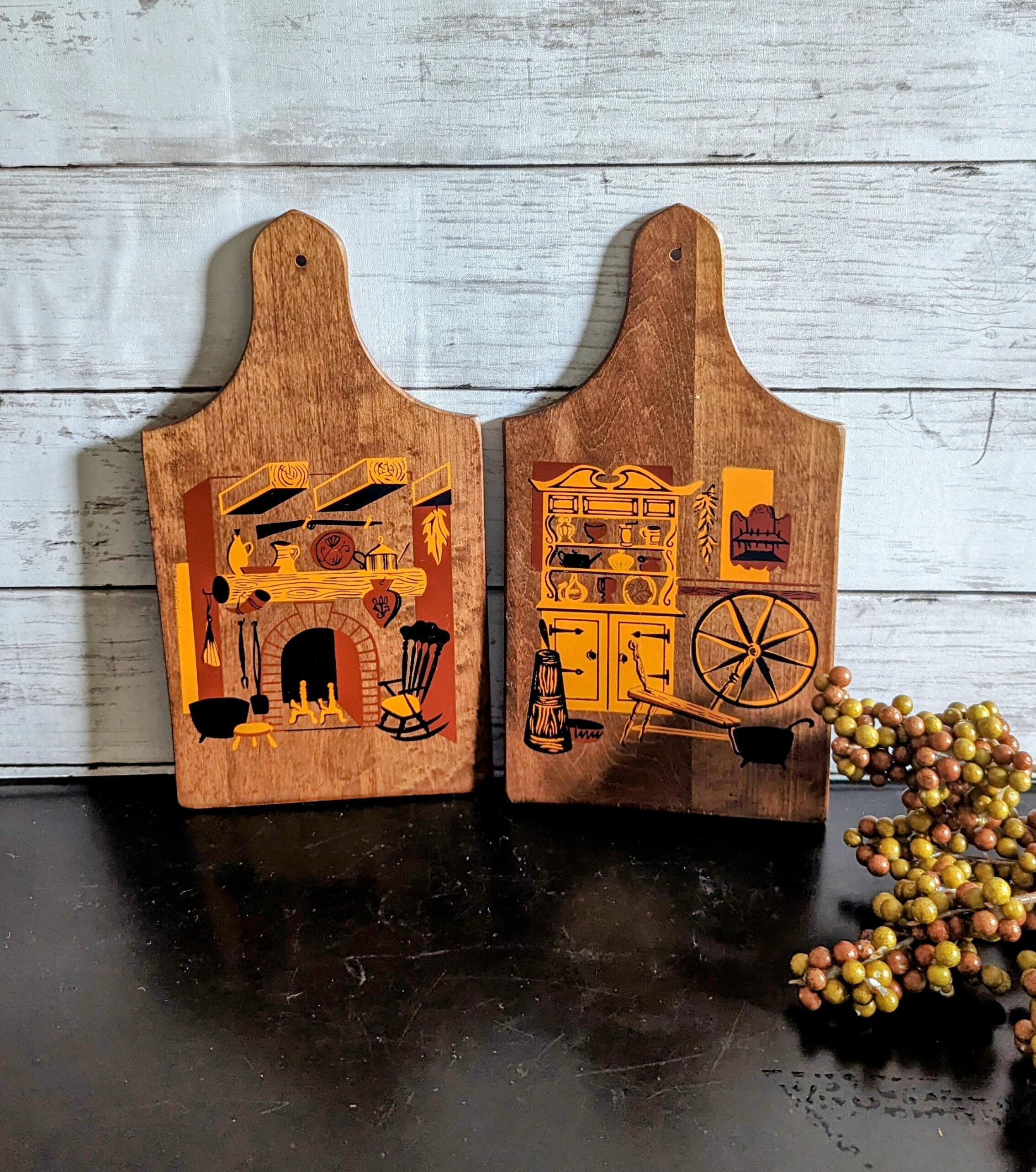 Vintage Decorative Kitchen Wood Cutting Boards - Etsy 日本