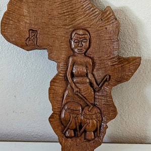 Hand Carved Wood African continent Ethnic Storyboard Carving Plaque Art Vintage