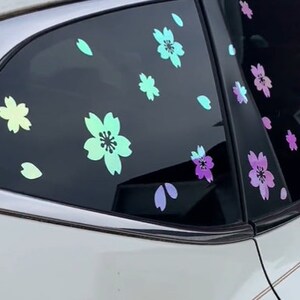 Cherry Blossom Vinyl Decal, with petals, Holographic Sakura Decal, Vinyl, flower decal, Weatherproof, permanent, optional colors and sizes