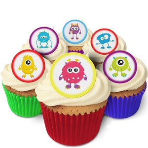 24 Monsters Cake Toppers- Edible, Pre Cut & Made in the UK