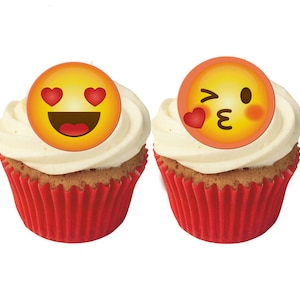 24 Emojis- Love-  Cake Toppers- Edible, Pre Cut & Made in the UK