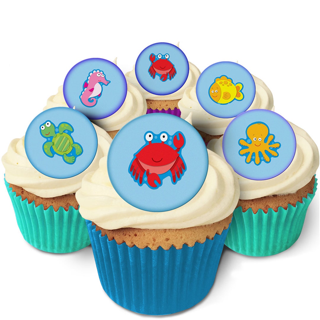 24 Sea Animals Cake Toppers Edible, Pre Cut & Made in the UK Etsy