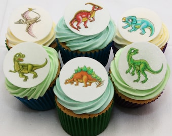 24 Dinosaur Cupcake Toppers- Edible, Pre Cut & Made in the UK