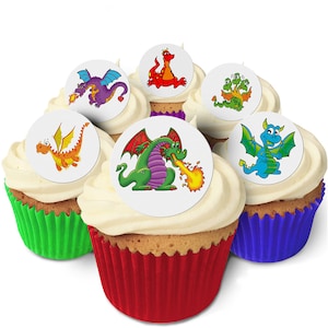 24 Dragon Cupcake Toppers- Edible, Pre Cut & Made in the UK