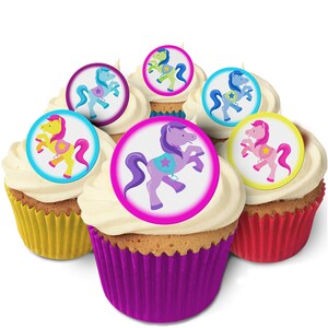 24 Pony Rainbow Cake Toppers- Edible, Pre Cut & Made in the UK