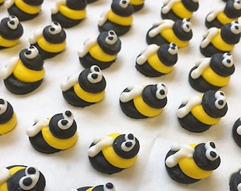 24 Bee Sugars, Edible Cake Decorations, Honey Bee Cupcake Ideas 