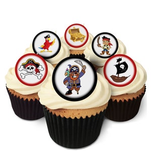 24 Pirate Cake Toppers- Essbar, Pre Cut & Made in the UK