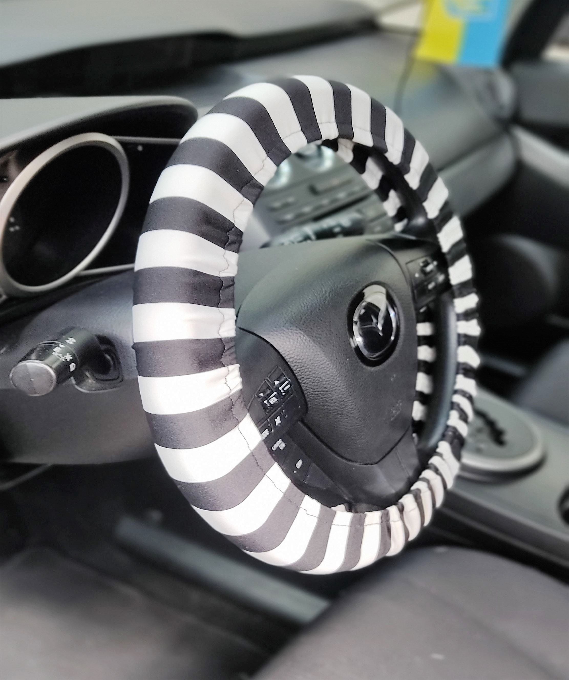 Striped Steering Wheel Cover. Black and White stripes Etsy