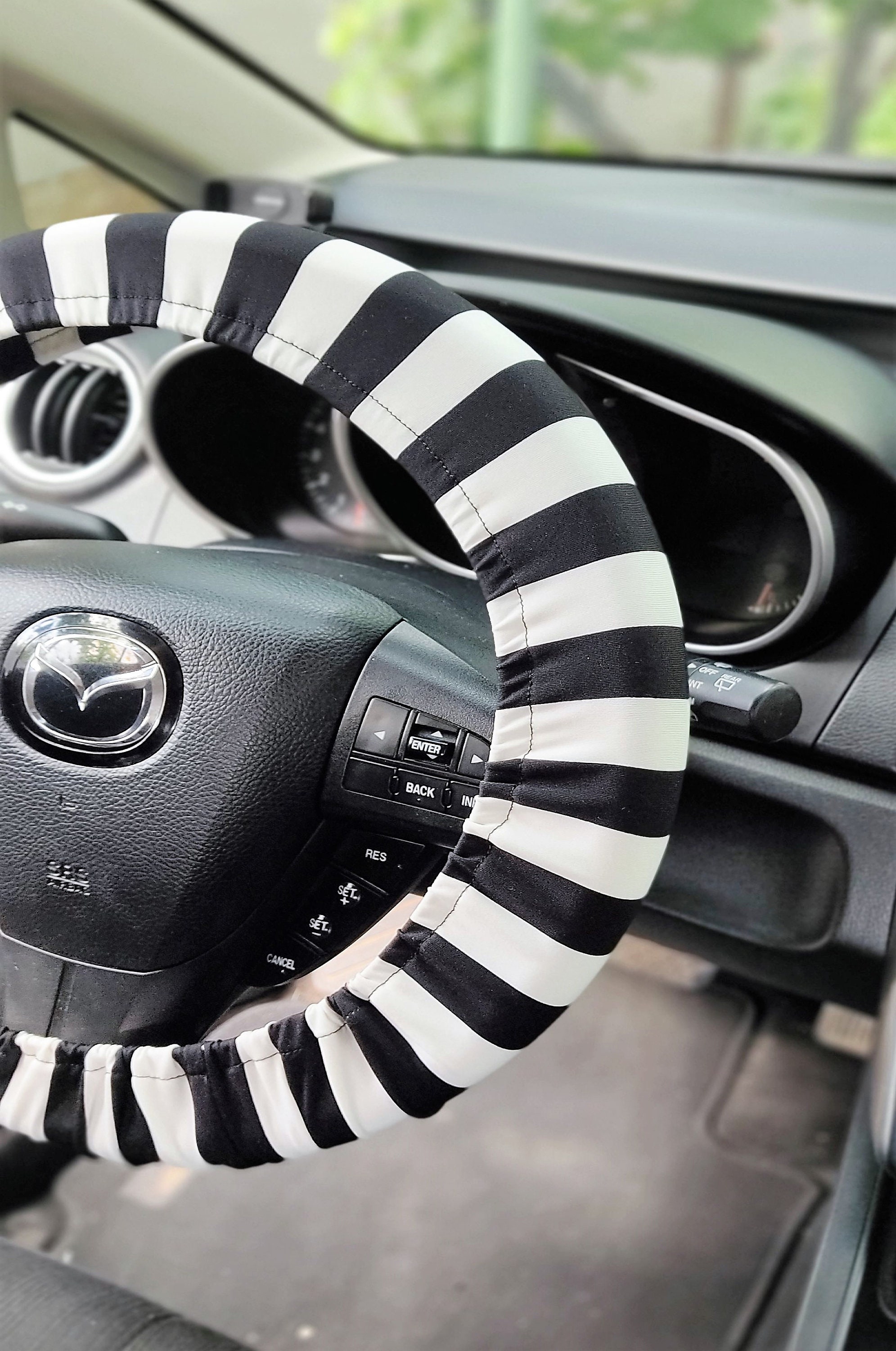 Striped Steering Wheel Cover. Black and White stripes Etsy