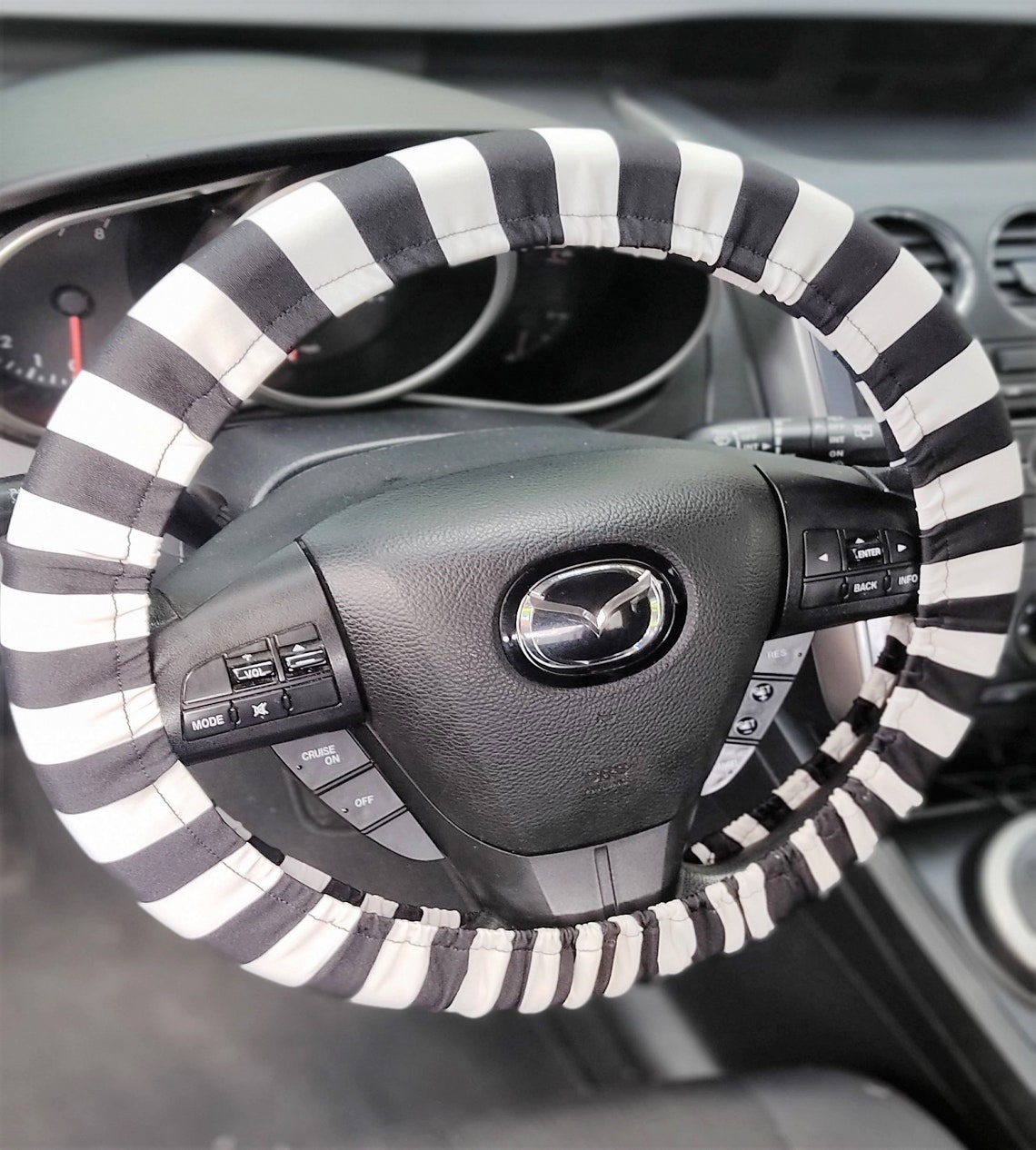 Striped Steering Wheel Cover. Black and White stripes Etsy
