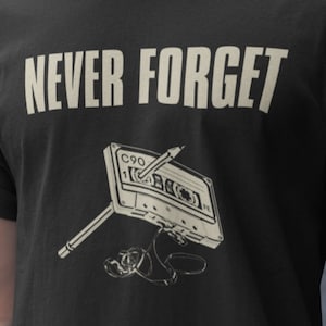 Never Forget Cassette Tape and Pencil - MEN&#39;S Fitted T-Shirt - Next Level 3600