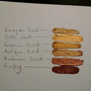 Amaco Rub’n buff rub’nbuff rub ‘n buff tubes of wax paint used for antiquing, gilding, arts and crafts and DIY projects at home. Metallic paint in Grecian gold, pewter, Ebony, autumn gold, gold leaf, European gold, Spanish copper, antique gold