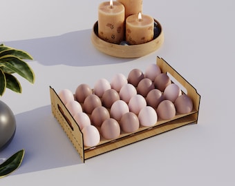 Egg Holder V2 24 Huevos - Archivos cortados por láser - Archivos CNC para madera (svg, dxf, pdf, eps, ai)