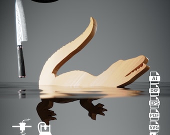 Crocodile Cutting Board CNC Files for Wood (svg, dxf, pdf, eps, ai, stl)