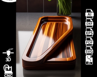 Serving Trays With Pocket CNC Files for Wood (svg, dxf, pdf, eps, ai, stl)