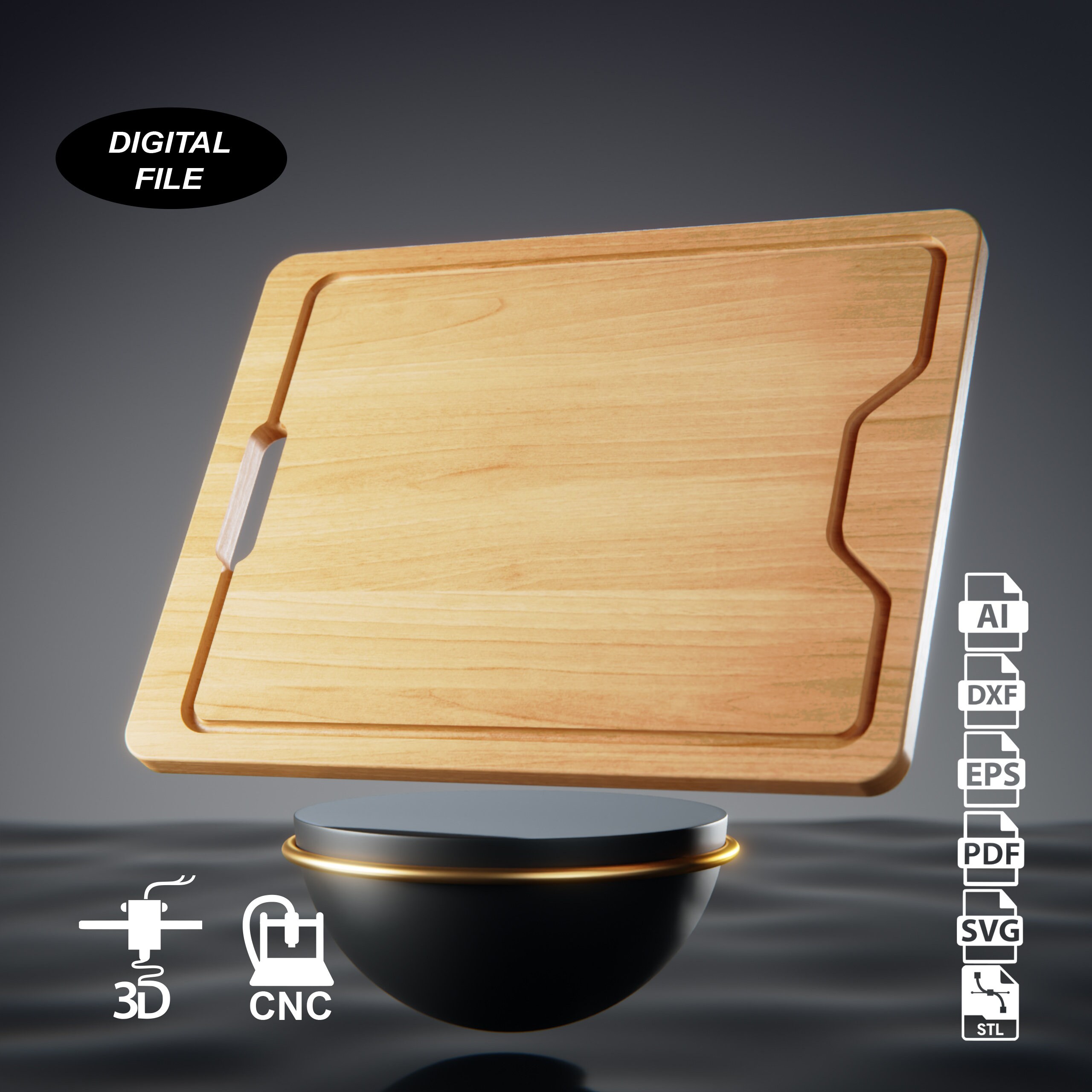 Cutting Board - CNC Files for Wood (svg, Dxf, Pdf, Eps, Ai, Stl) - Etsy