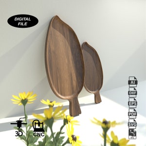 Leaf Tray CNC Files for Wood (svg, dxf, pdf, eps, ai, stl)
