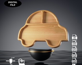 Car Servierplatte CNC-Dateien für Holz (svg, dxf, pdf, eps, ai, stl)