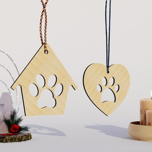 Dog Paw Ornament SVG, Snowflake Svg, Christmas Decor, Laser Cut File, Glowforge files, Christmas Bauble SVG