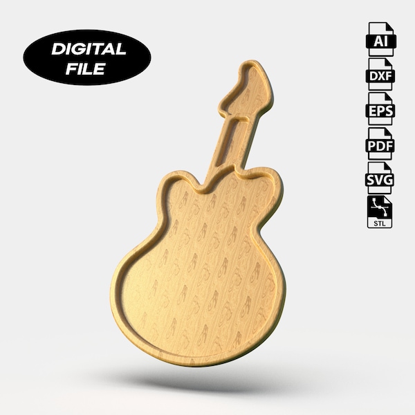 Guitar Servign Plate CNC Files for Wood (svg, dxf, pdf, eps, ai, stl)