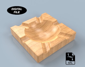 Ashtray 3D CAD Files | stl step | CNC Cut Files | 3D Printing | Ashtray | Woodworking Plan