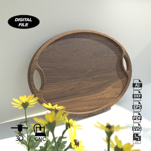 Oval Serving Tray CNC Files for Wood (svg, dxf, pdf, eps, ai, stl)